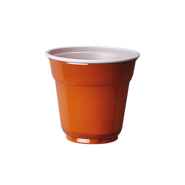 Bicchieri in Plastica Colorati Nocciola/Bianco 88 cc- Scatola da 4200 pz