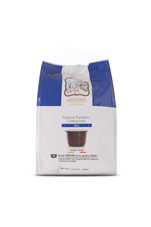 Capsule compatibili Caffitaly Toda Gattopardo blu confezione da 16 pezzi