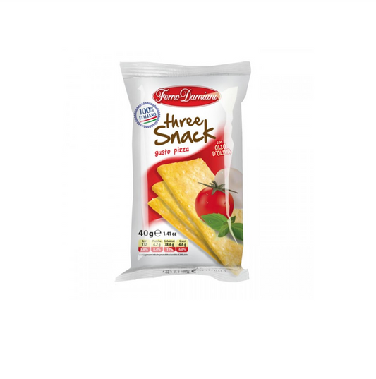 50 confezioni schiacciatine three snack forno damiani pizza